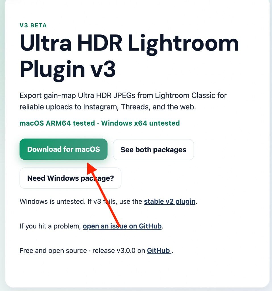 v3 download page with the Download for macOS button